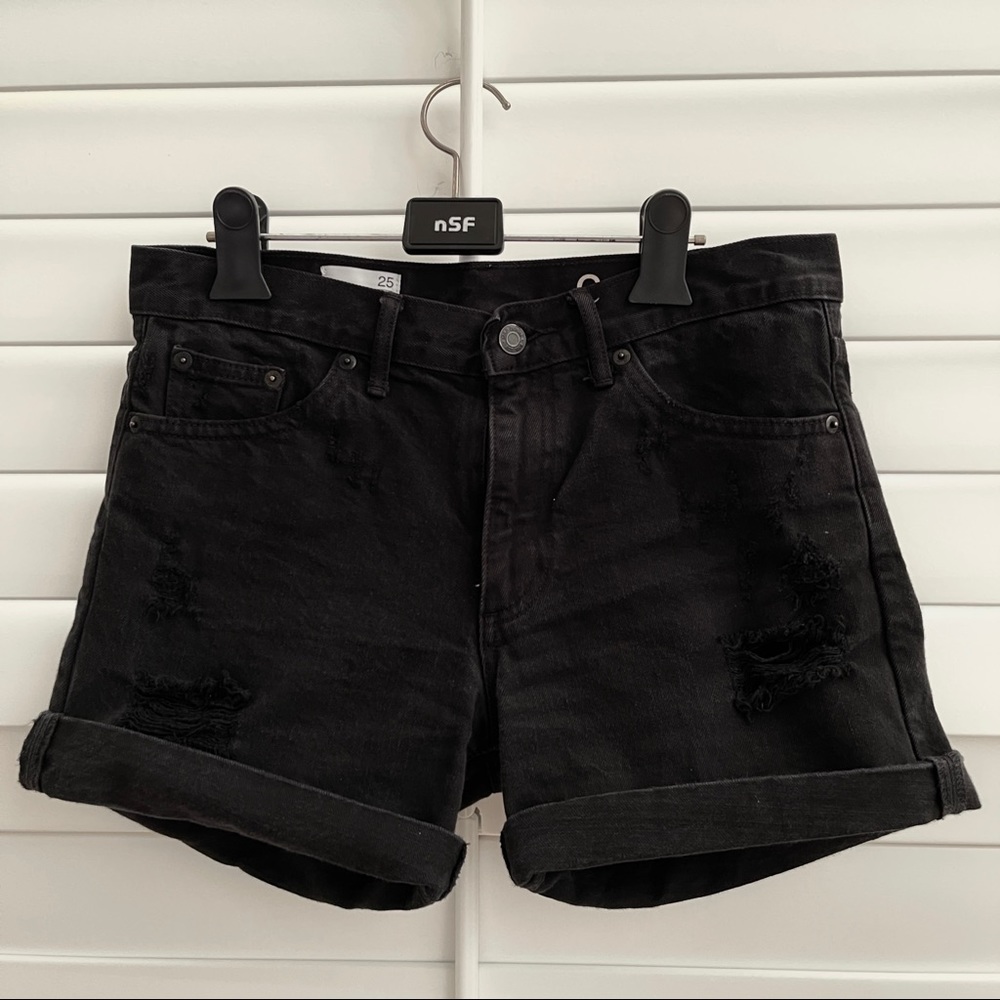 Gap Black Distressed Denim Shorts